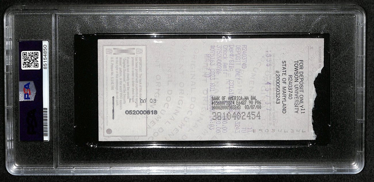 Johnny Unitas HOF Signed/Autographed 2000 Bank Check Colts PSA/DNA MINT 9 189578