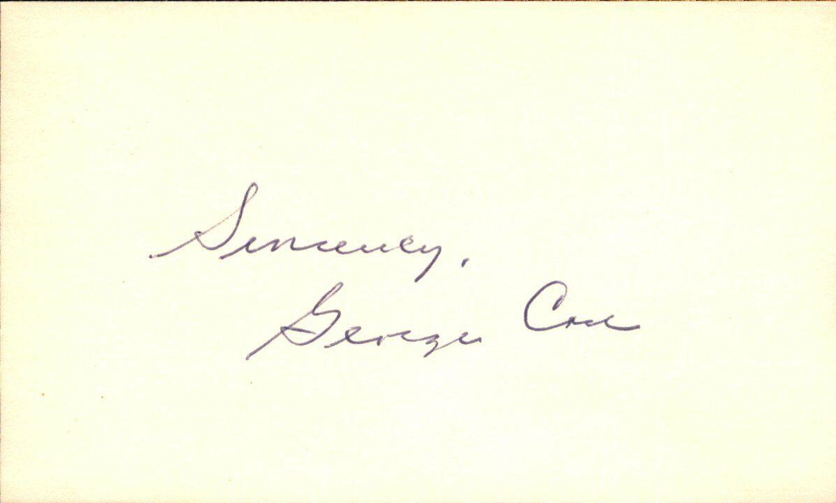 George Case Washington Senators d.1989 Signed/Autographed 3x5 Index Card 162569