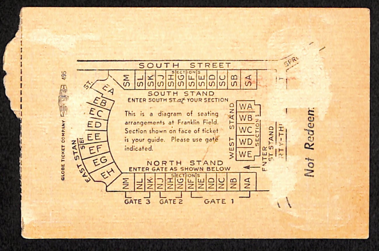 October 25, 1952 Navy vs Penn Quakers College Football Game Ticket Stub 189883