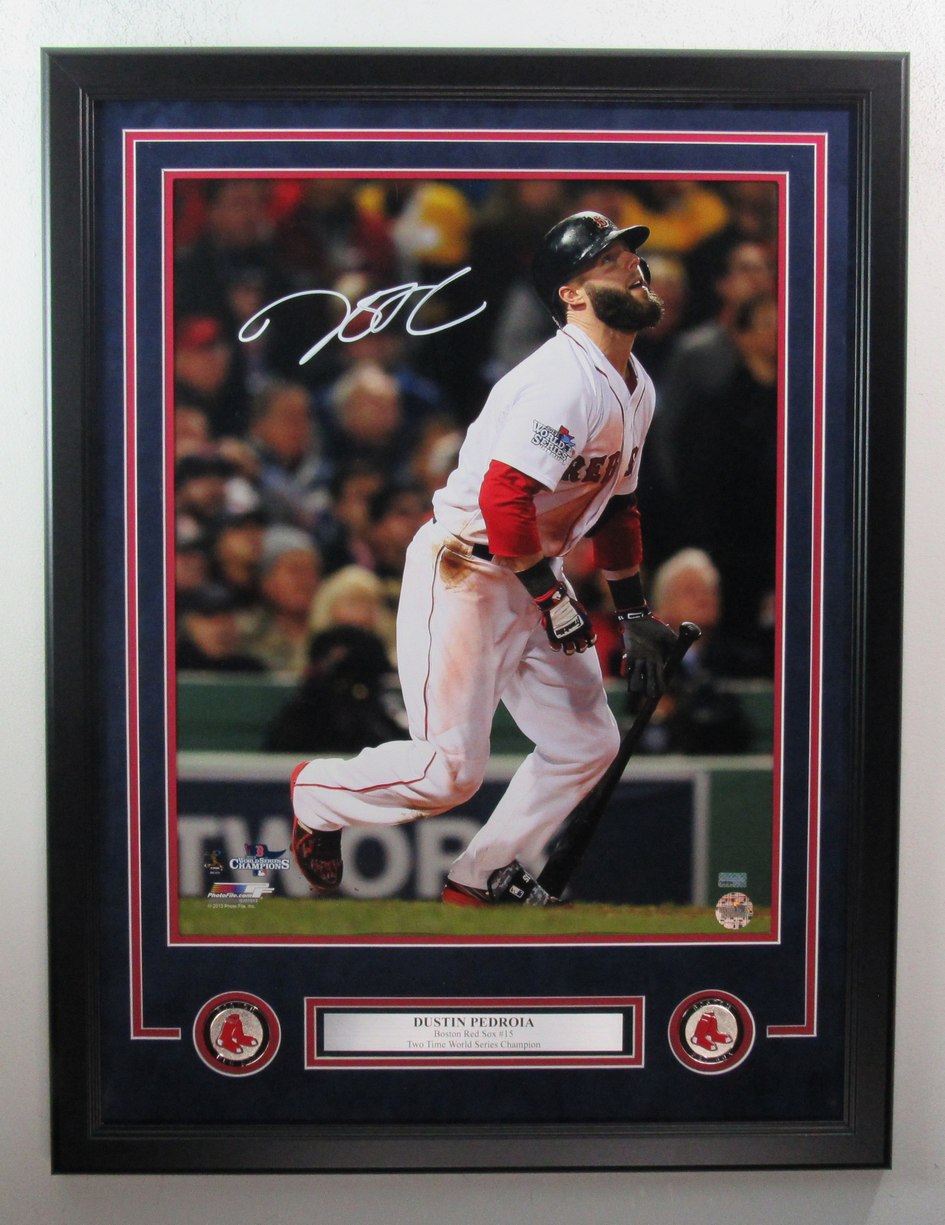 Dustin Pedroia Autographed 16x20 Photo Boston Red Sox Framed 186286