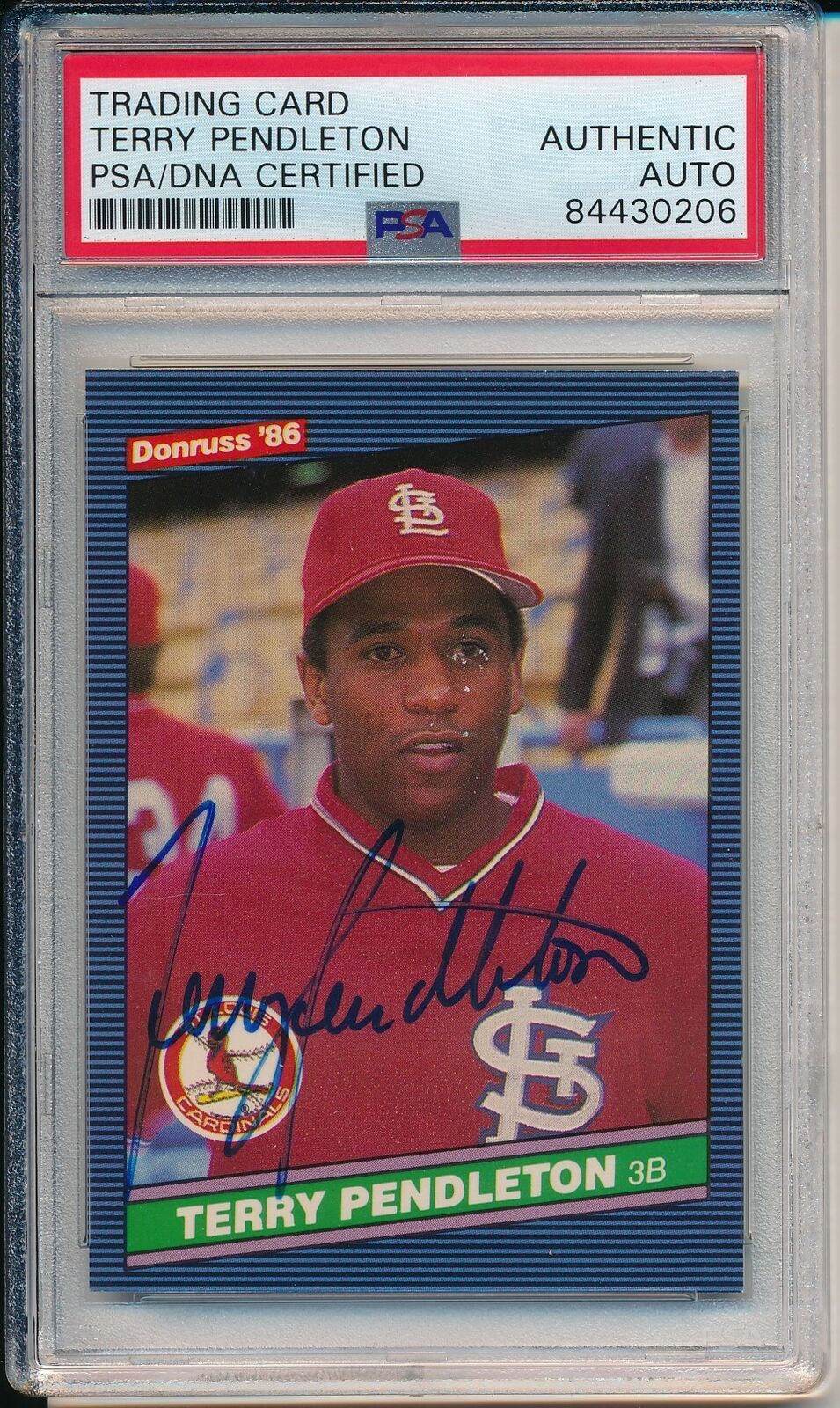Terry Pendleton Cardinals Signed/Auto 1986 Donruss Card #205 PSA/DNA 164187