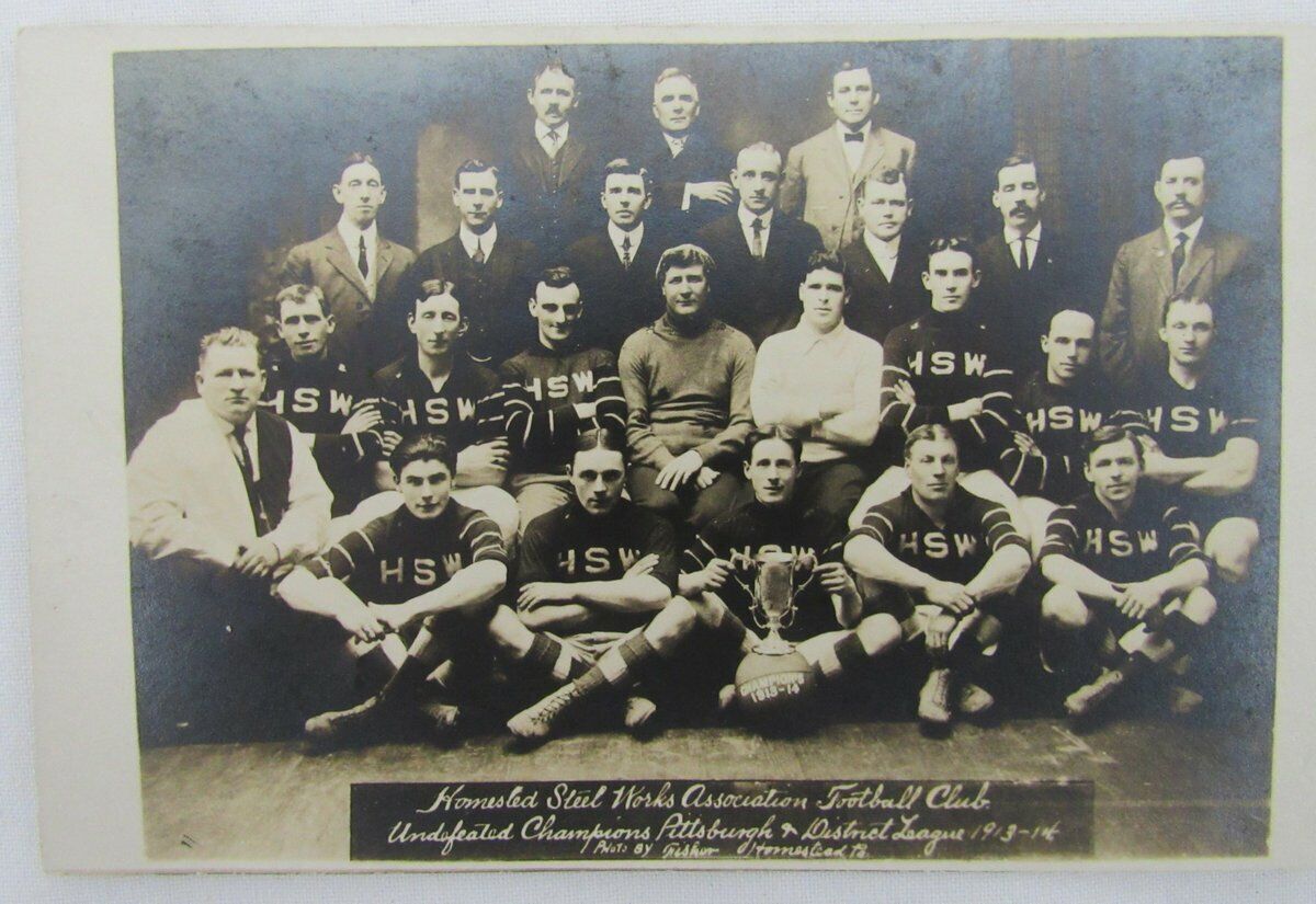 1913-14 Homestead PA Steelworkers Assoc. Football Undefeated Postcard 136380