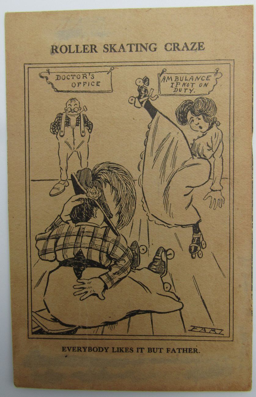 Roller Skating Craze "Everybody Likes It but Father" by Earl 1906 Postcard