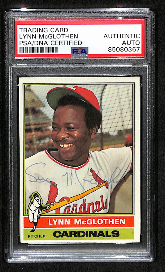 Lynn McGlothen Signed 1976 Topps Card #478 St. Louis Cardinals PSA/DNA 184378