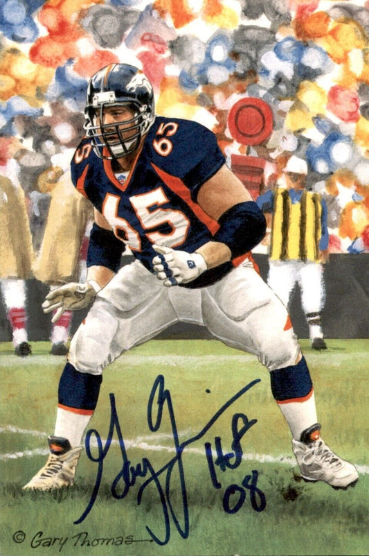 Gary Zimmerman HOF Autographed/Inscribed Goal Line Art GLAC Postcard Broncos JSA