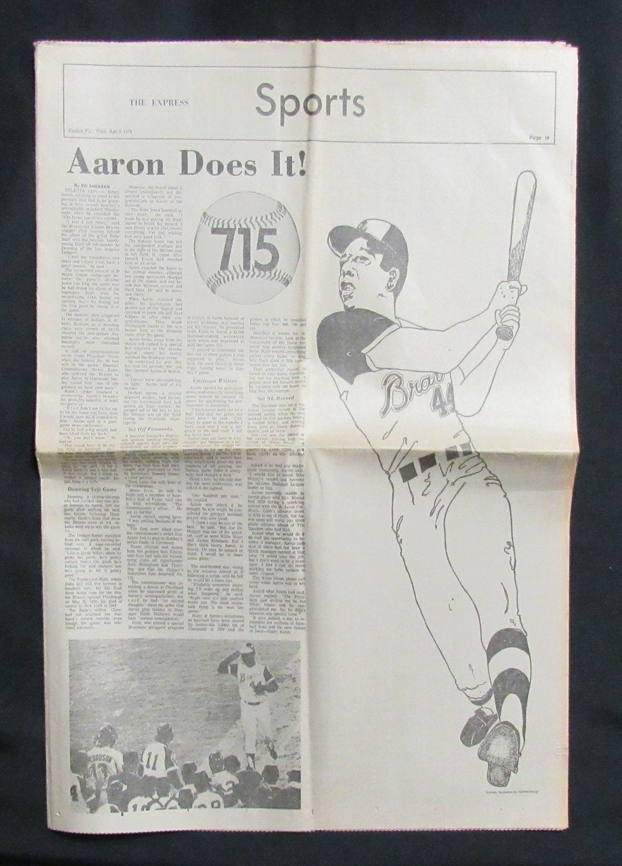 April 5, 1974 Hank Aaron Atlanta Braves 715th HR Easton Express Sports 181833