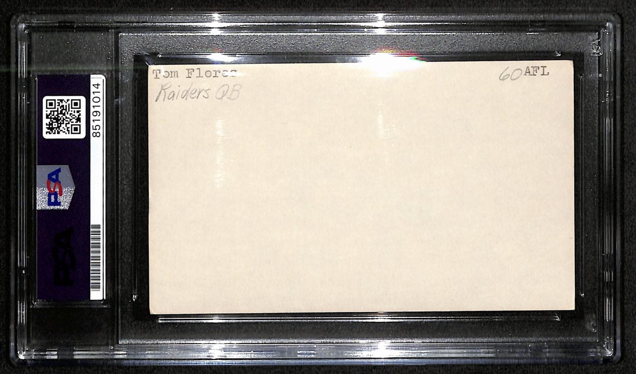 Tom Flores HOF Signed/Auto 3x5 Index Card Oakland Raiders PSA/DNA 187465