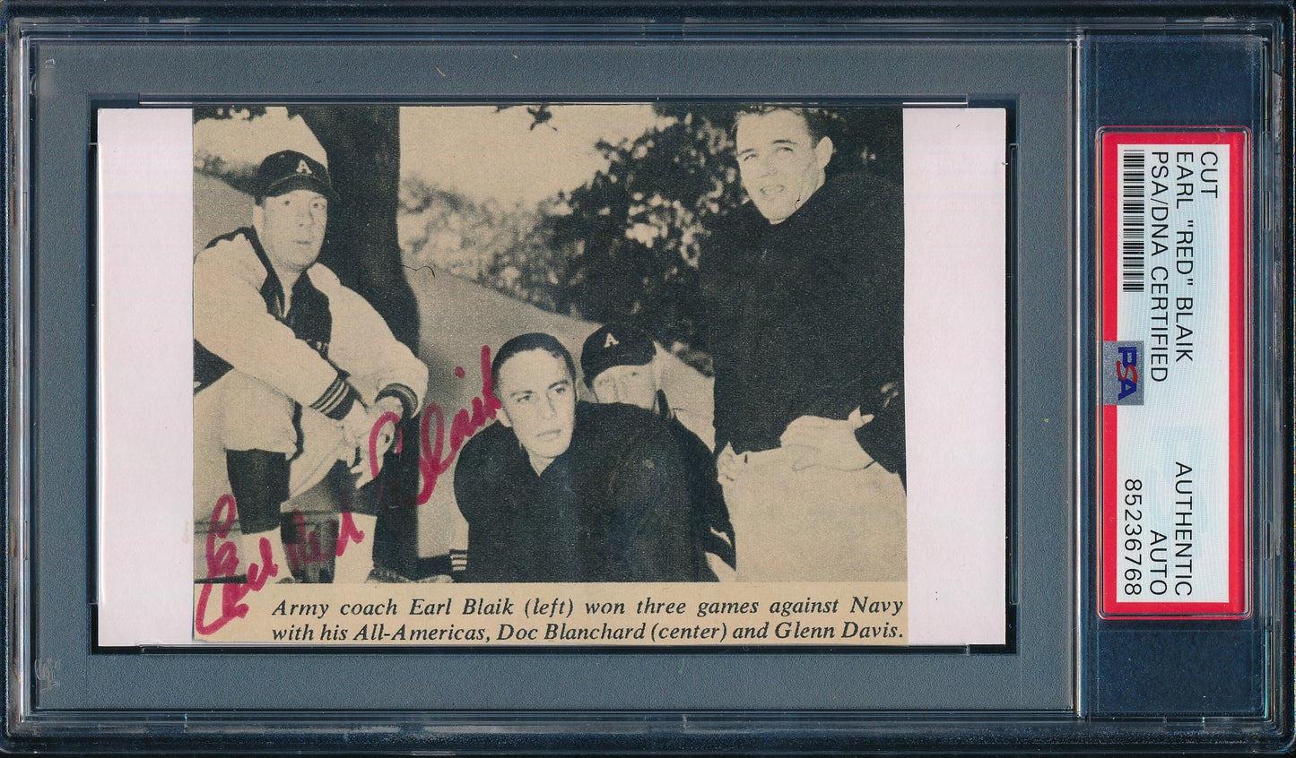 Earl "Red" Blaik CFB HOF Signed/Auto Cut on 3x5 Card Army PSA/DNA 188294