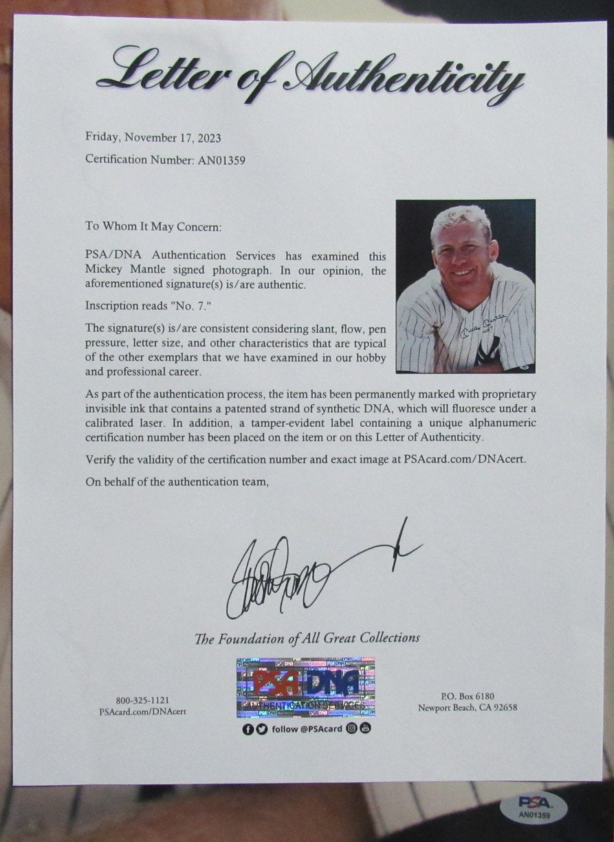 Mickey Mantle HOF Signed/Inscr 16x20 Photo New York Yankees PSA/DNA 185312