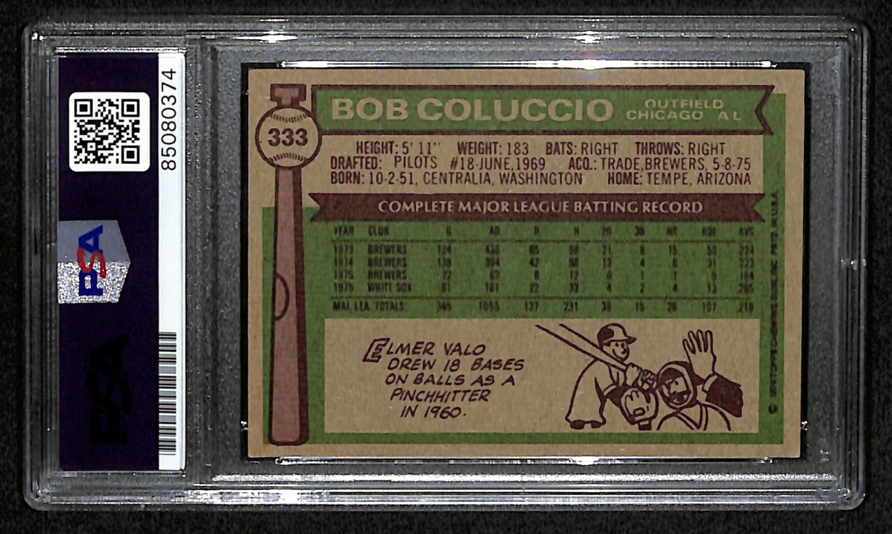 Bob Coluccio Signed 1976 Topps Card #333 Chicago White Sox PSA/DNA 184427