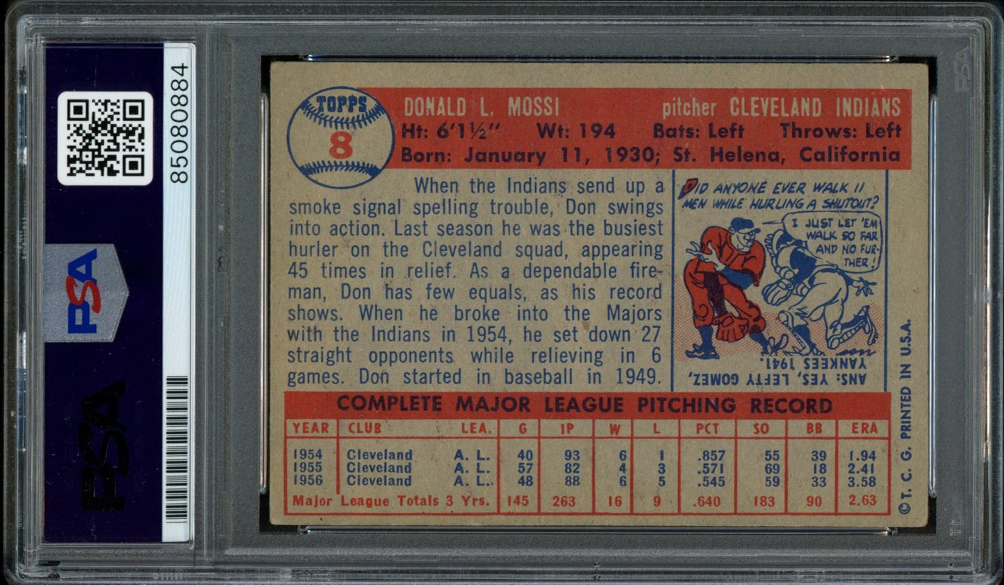 Don Mossi Signed 1957 Topps Trading Card #8 Indians PSA/DNA 183596