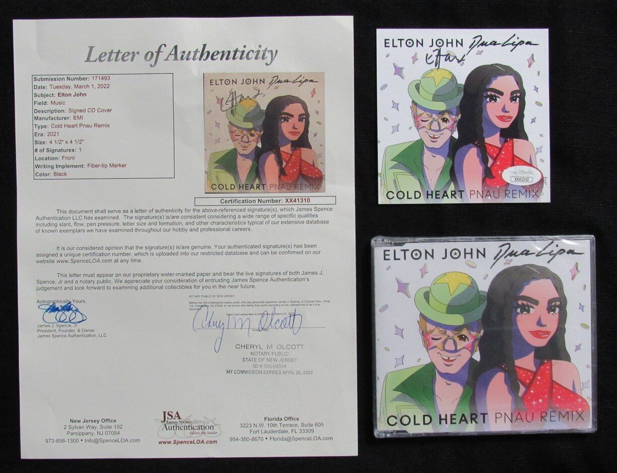 ELTON JOHN Autographed Elton & Dua "Cold Heart Pnau Remix" CD Insert - JSA LOA