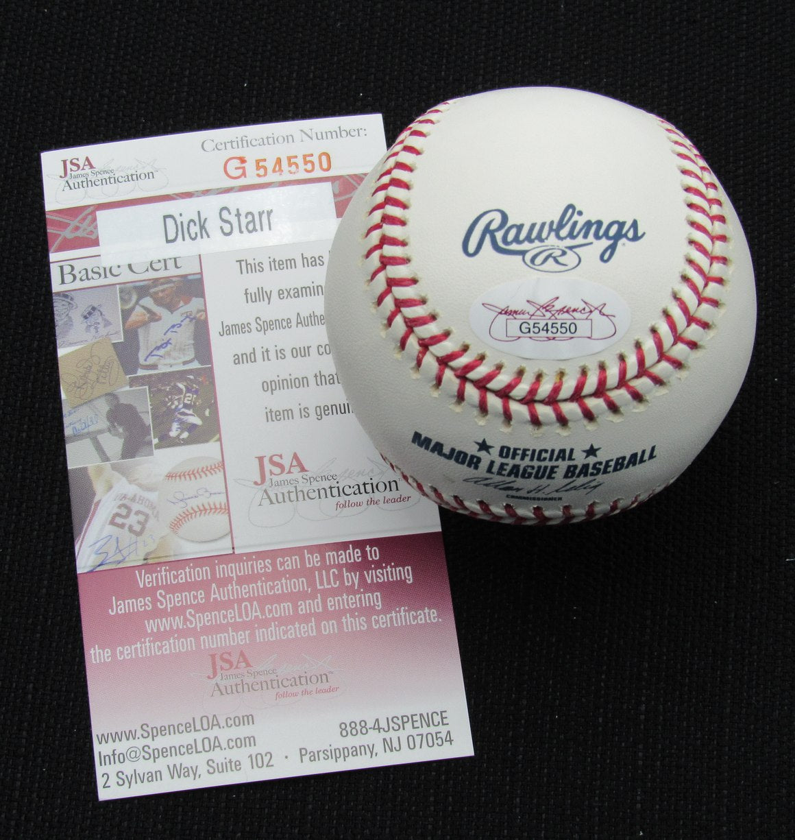 Dick Starr Signed/Auto Yankees 100th OML Baseball JSA Inscr 186691