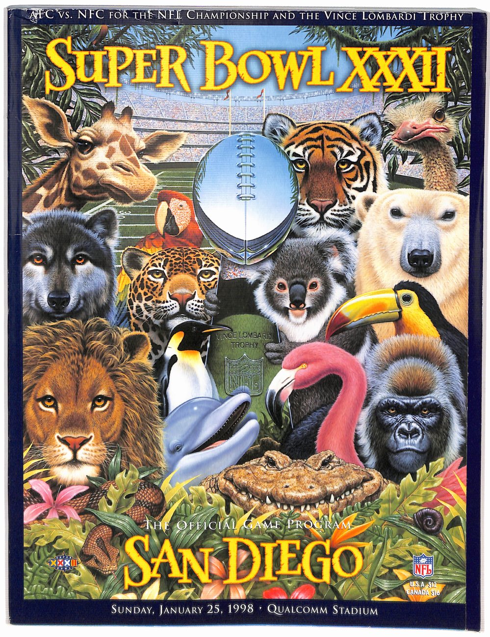 Super Bowl XXXII Game Program Green Bay Packers vs Denver Broncos Davis 182087