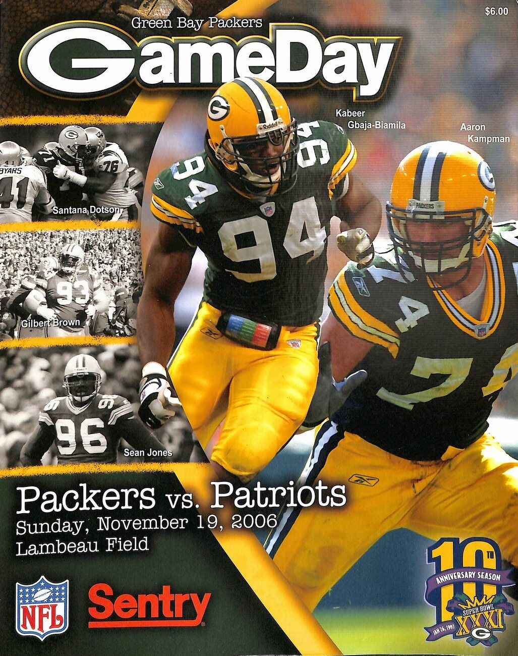 2006 11/19 Packers vs. Patriots Football NFL Game Program Tom Brady 4 TDs 178330