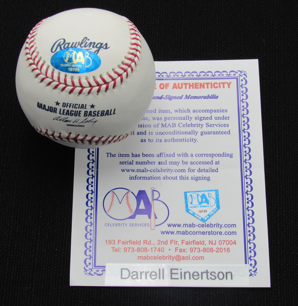 Darrell Einerston Signed/Auto Yankees 100th OML Baseball MAB Inscr 187014