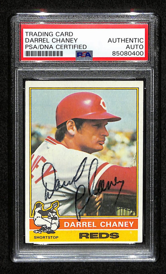 Darrel Chaney Signed 1976 Topps Card #259 Cincinnati Reds PSA/DNA 184423