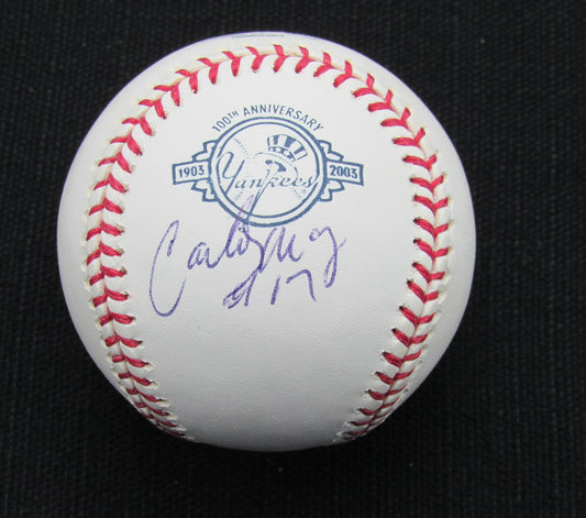 Carlos May Signed/Auto Yankees 100th OML Baseball JSA Inscr 186617