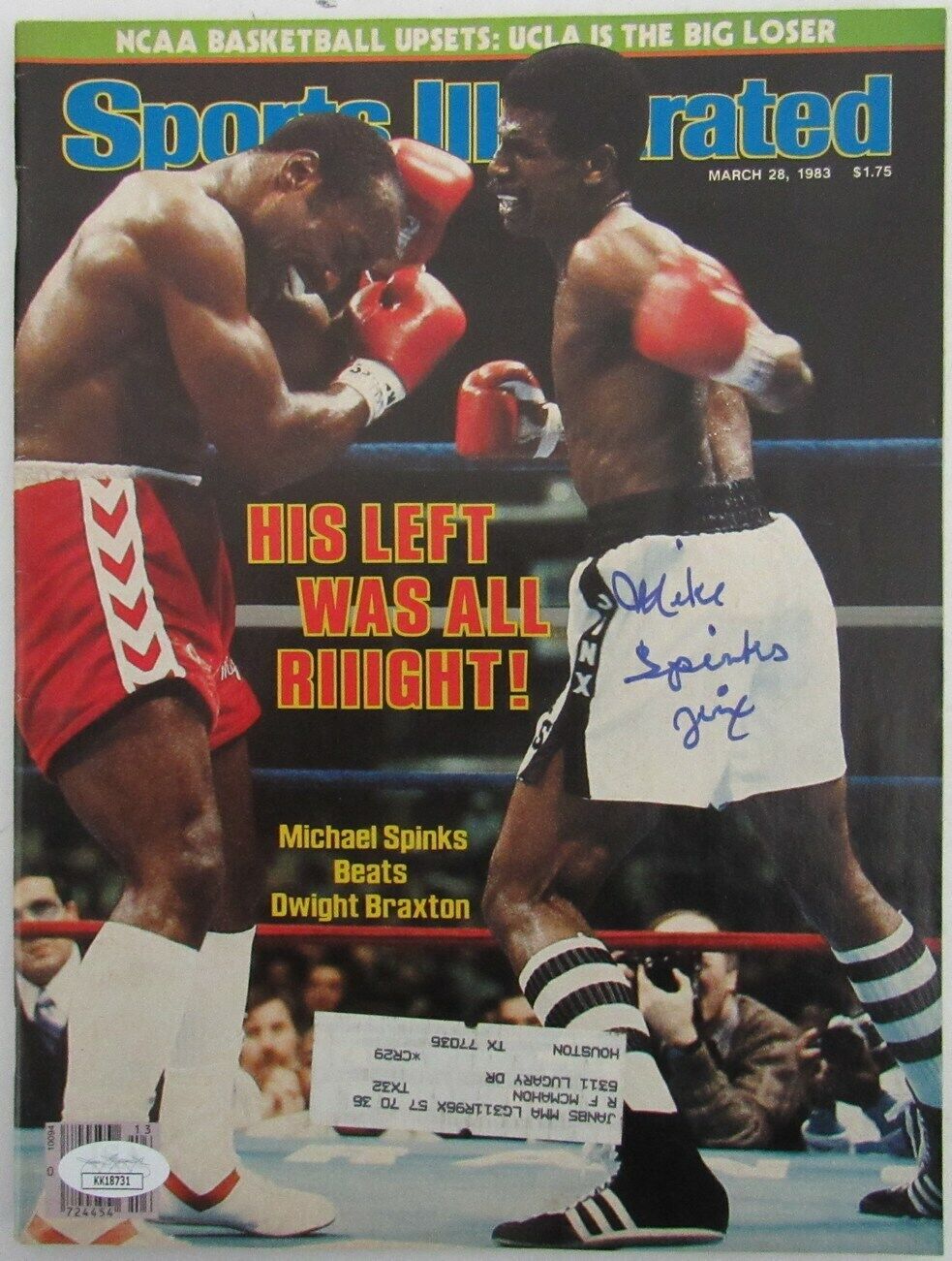 Michael Spinks Champ Signed/Autographed 1983 Sports Illustrated JSA 156361