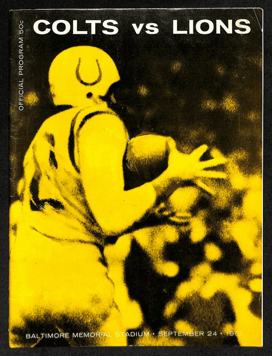 September 24, 1961 Football Program Baltimore Colts vs. Detroit Lions 189404