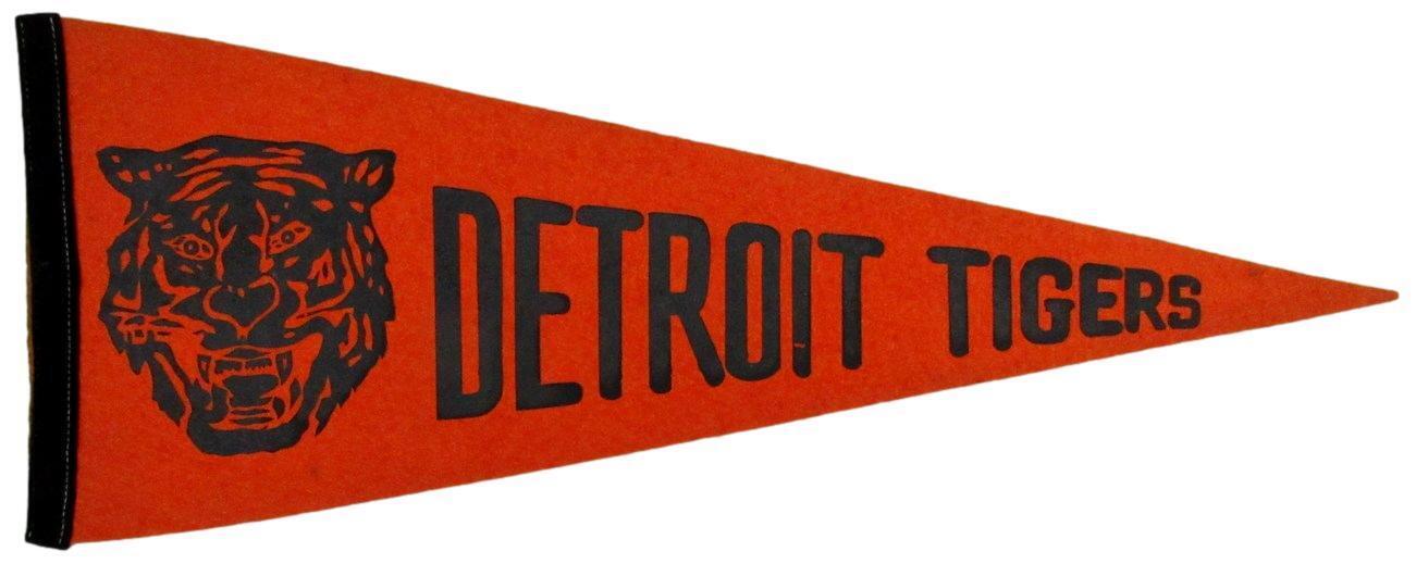 Vintage 1940's-50's Detroit Tigers Baseball 28x11 Felt Pennant