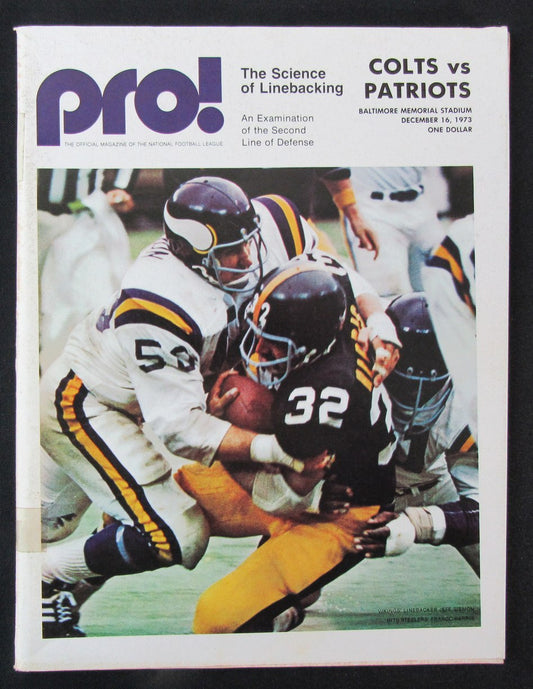 1973 Pro! Baltimore Colts vs. New England Patriots Program 12/16 Franco Harris