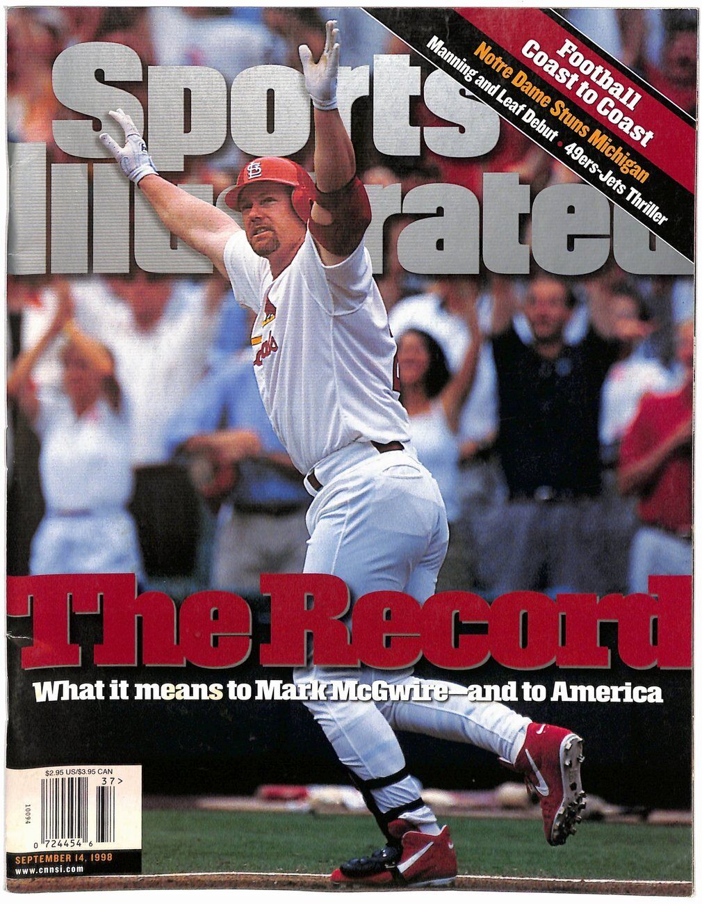 September 14, 1998 Mark McGwire Cardinals Sports Illustrated NO LABEL 181605