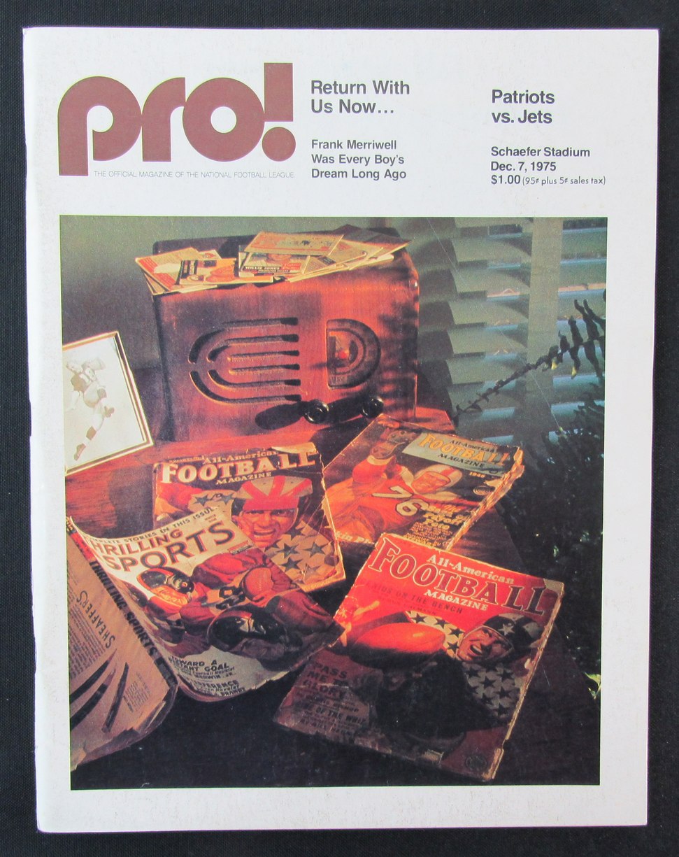 1975 New England Patriots vs. New York Jets Program 12/07/75 172517
