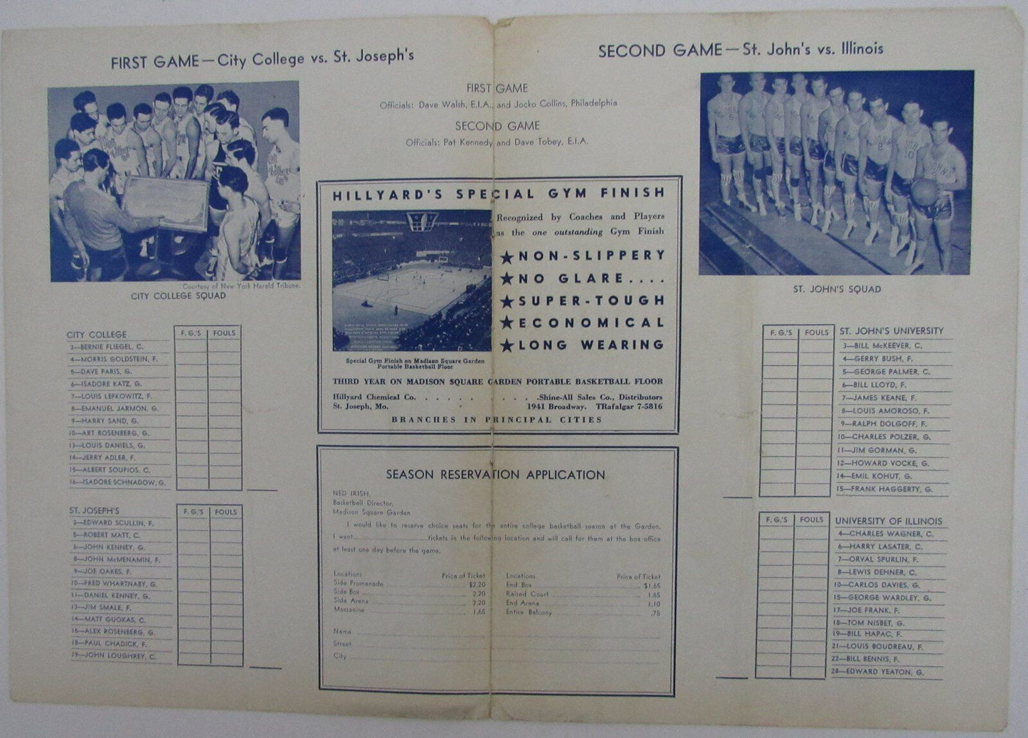 1937 NCAA Basketball Doubleheader Games Program at Madison Square Garden 145191