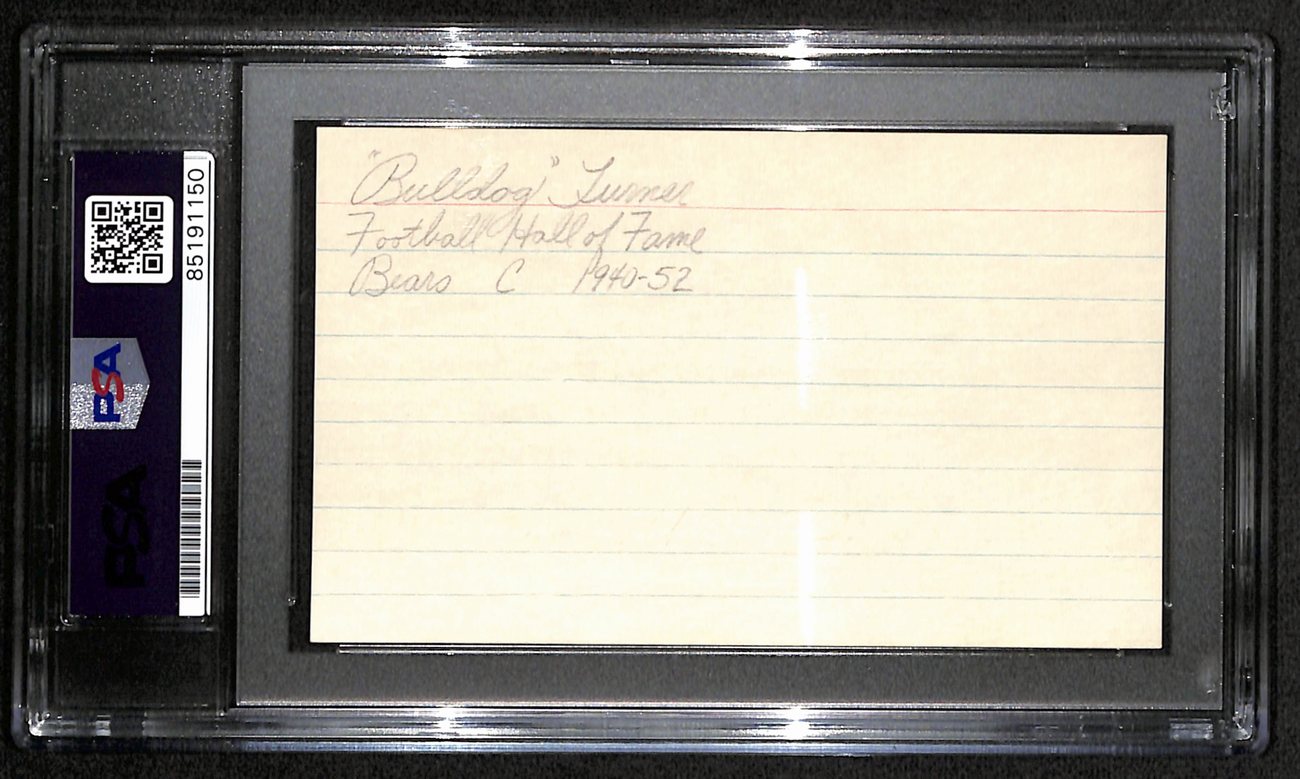 Bulldog Turner HOF Signed/Auto 3x5 Index Card Chicago Bears PSA/DNA 187479