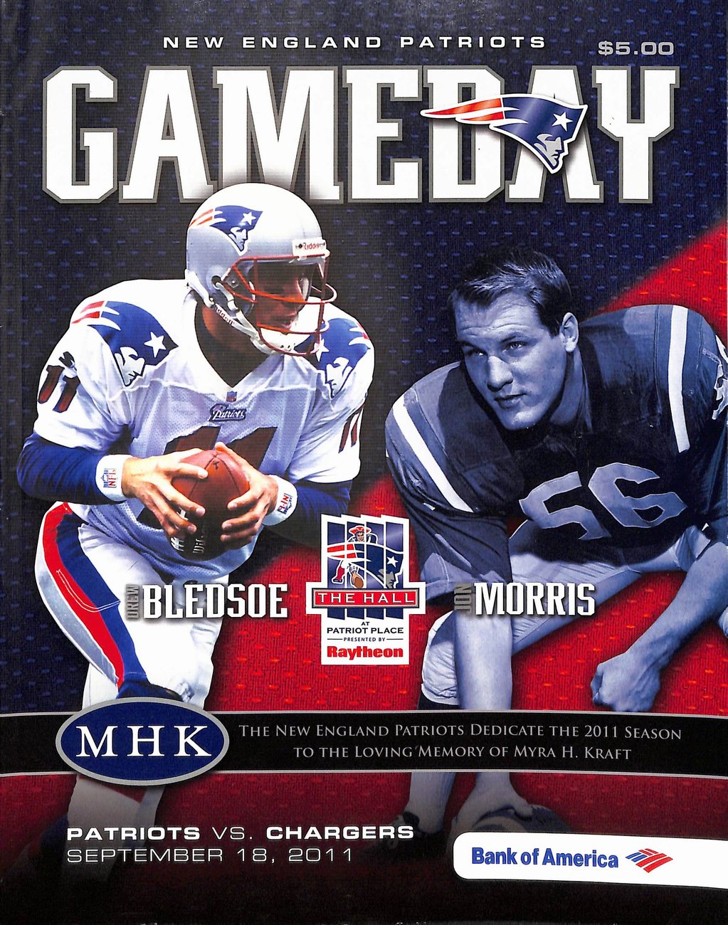 2011 9/18 Patriots v Chargers NFL Game Program Tom Brady Record 517 Yards 179016