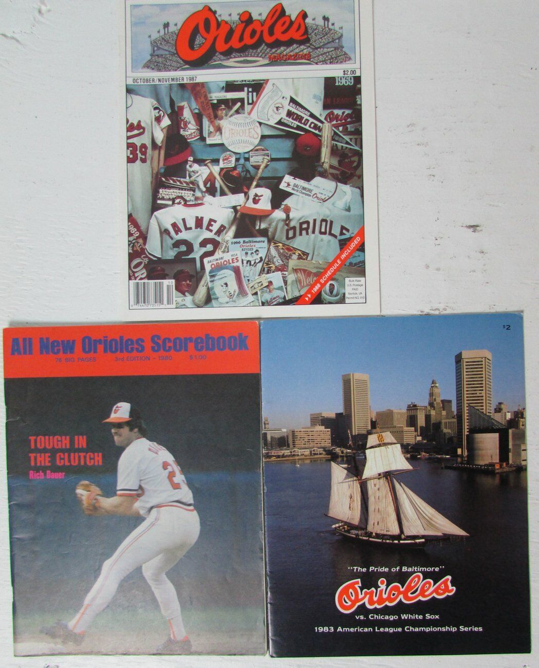 Lot of 6 Baltimore Orioles Scorecards/Programs 1980's Camden Opening Day 146803
