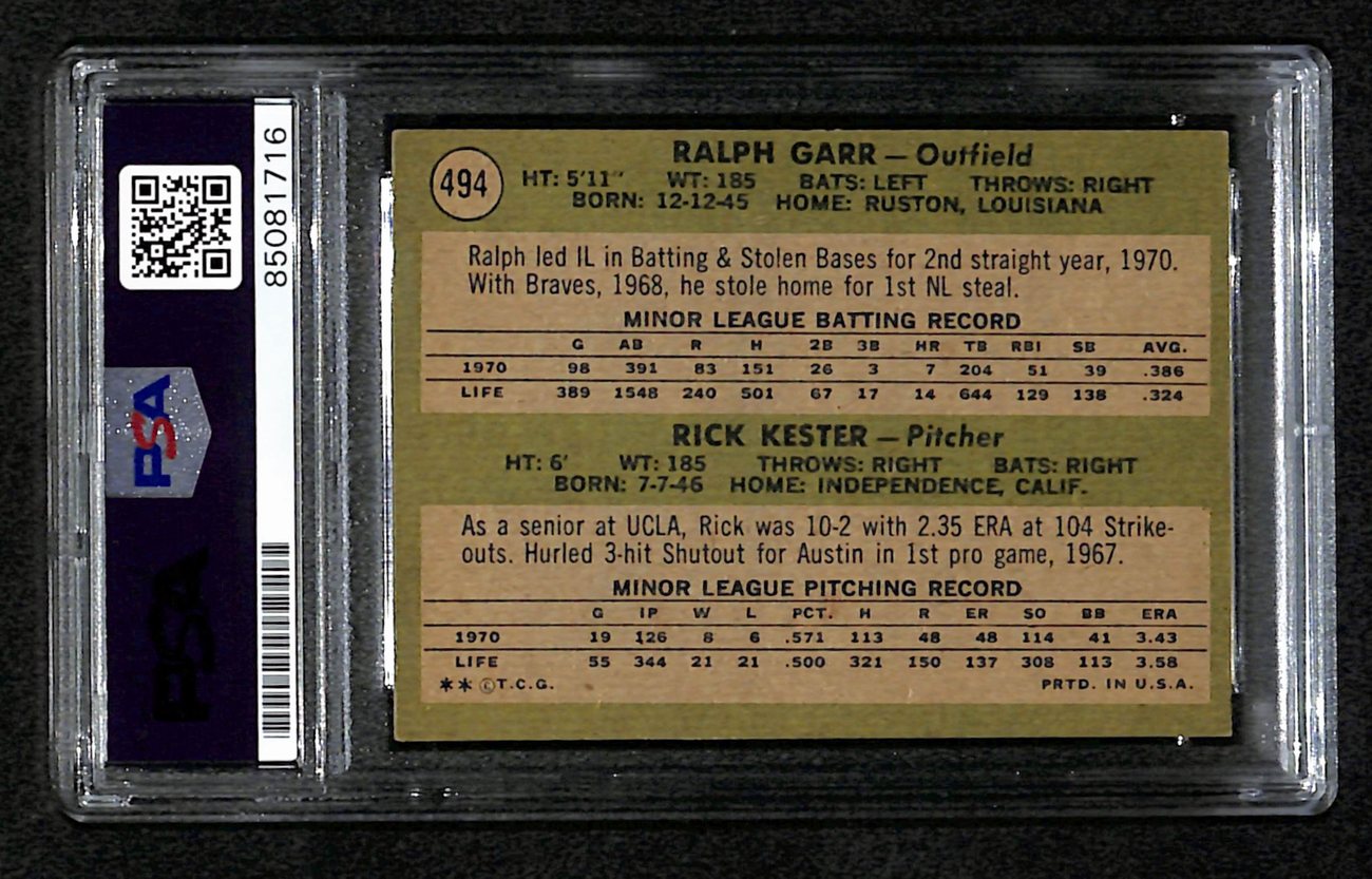Ralph Garr Signed 1971 Topps Rookie Card #494 PSA/DNA 184571