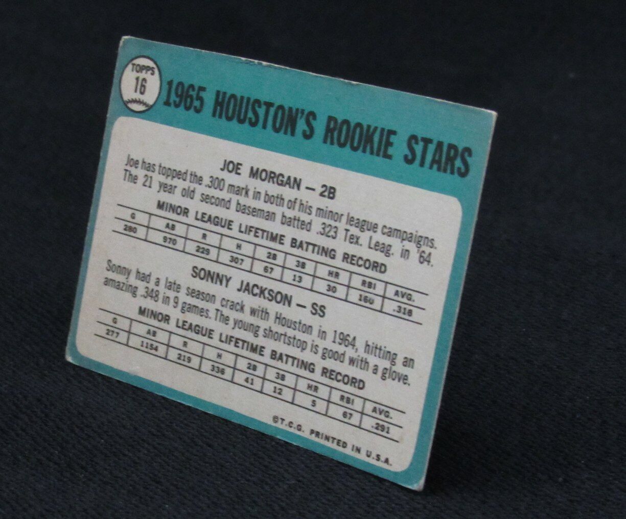 1965 Topps Rookie Joe Morgan/Sonny Jackson #16 Authentic Card Colt 45's 176795