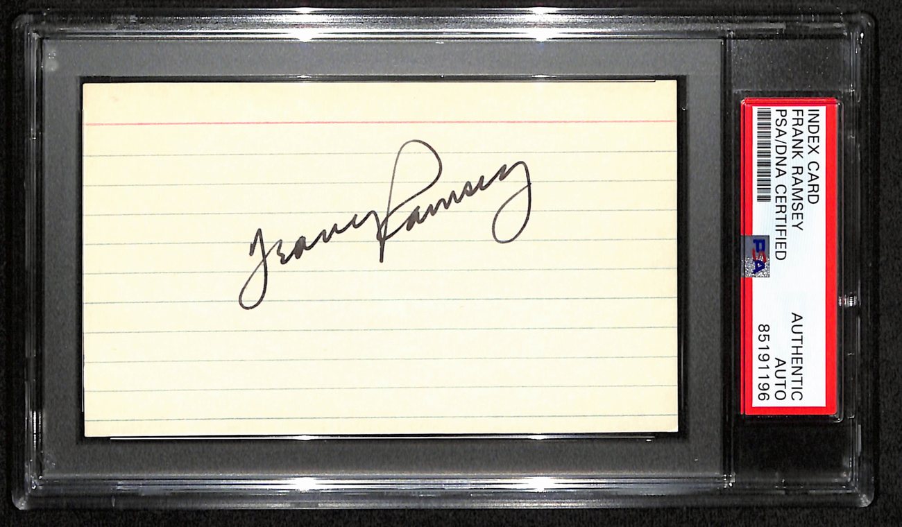 Frank Ramsay HOF Signed/Auto 3x5 Index Card Boston Celtics PSA/DNA 188547