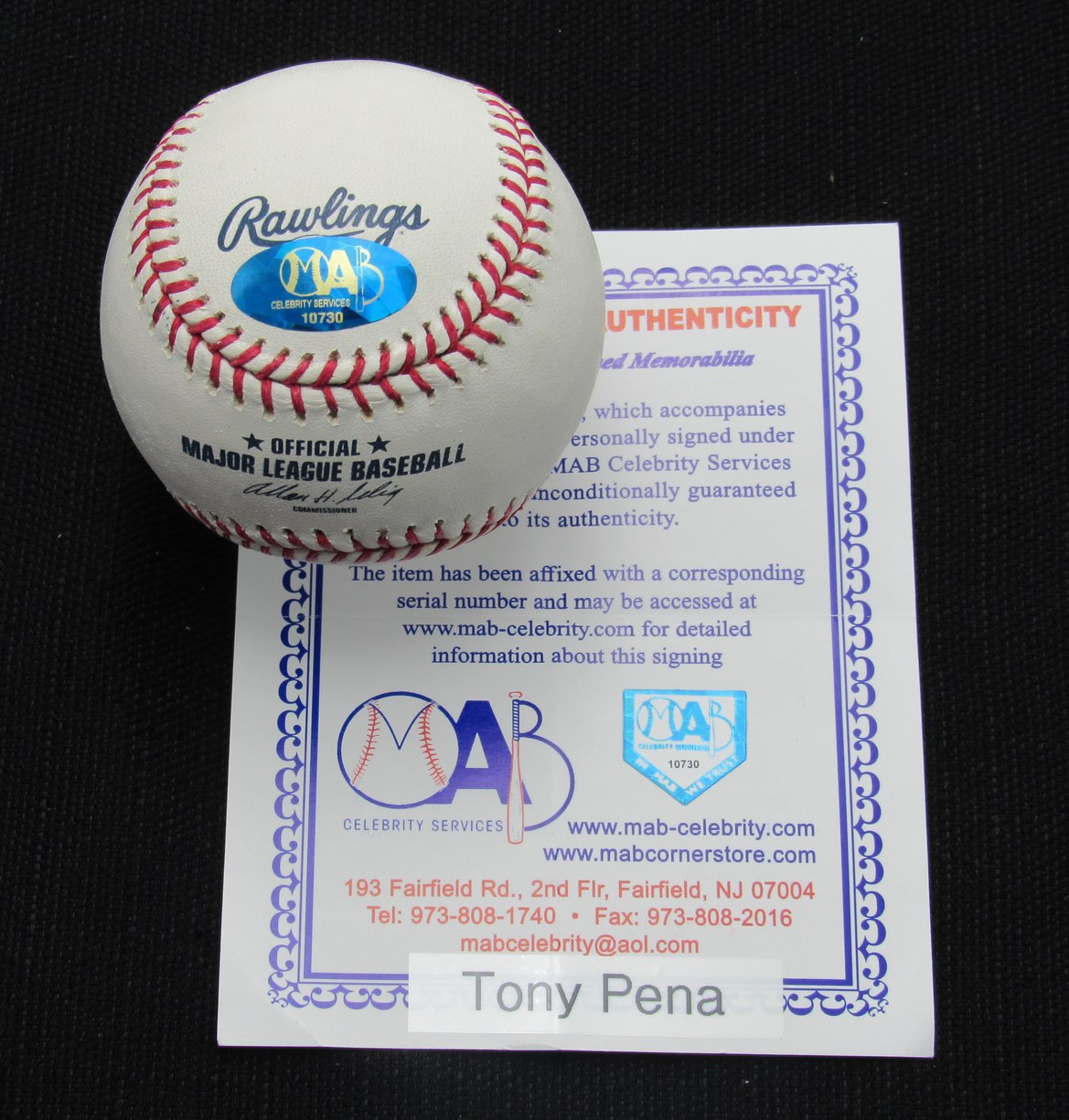 Tony Pena Signed/Auto Yankees 100th OML Baseball MAB Inscr 187097