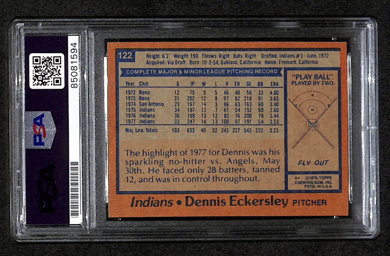 Dennis Eckersley HOF Signed 1978 Topps Card #122 Indians PSA/DNA 184586