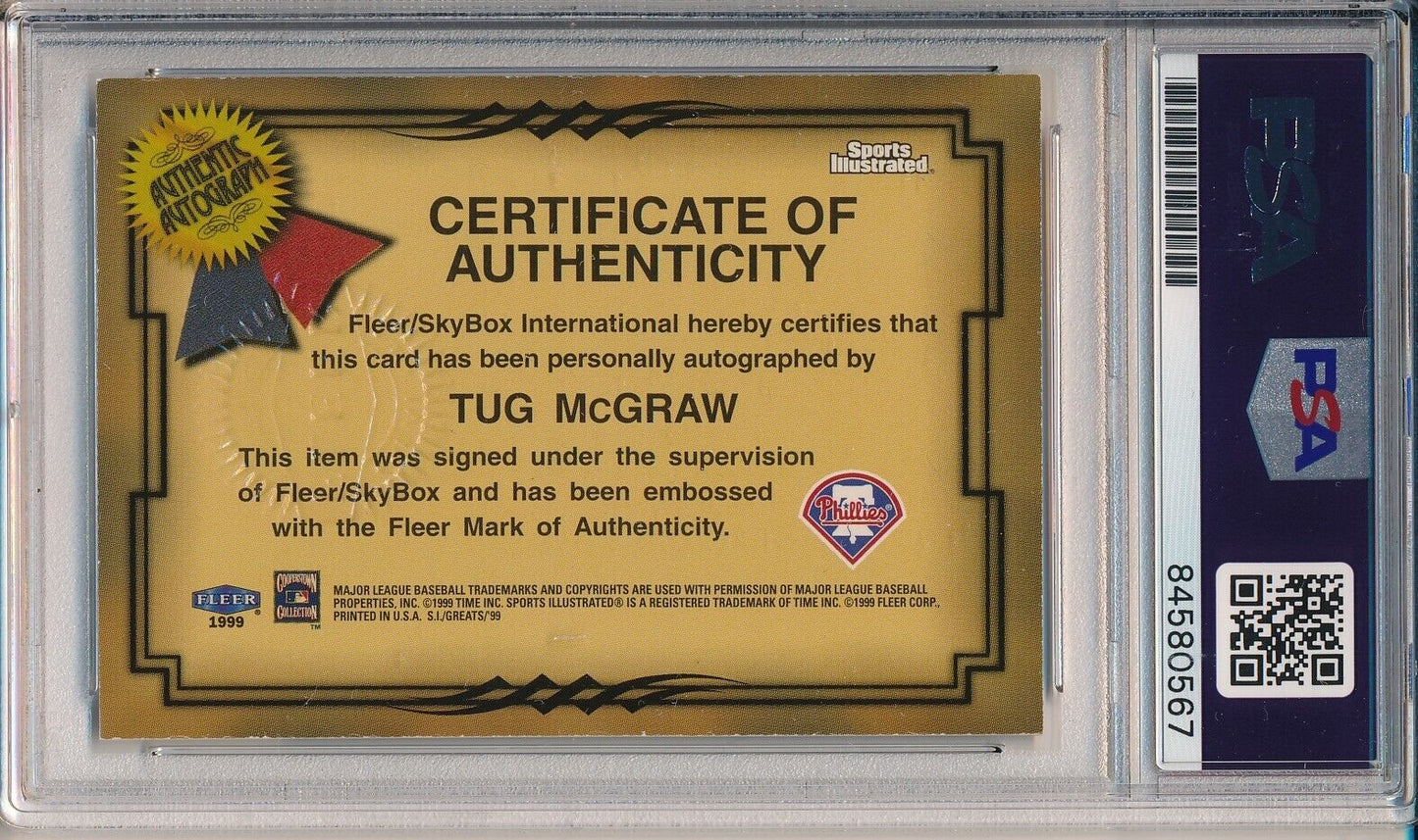 Tug McGraw Signed/Auto 1999 Fleer Sports Illustrated Card Phillies PSA/DNA