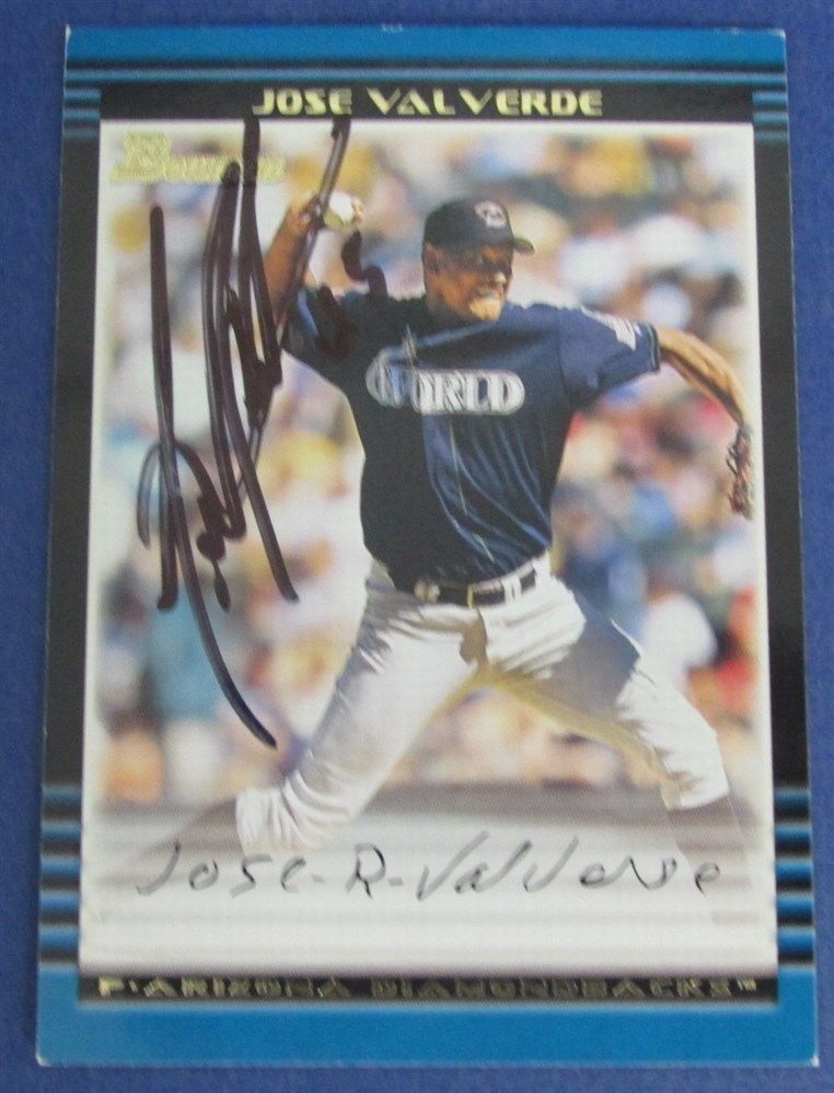 Jose Valverde Autographed/Signed 2002 Bowman Baseball Card #271