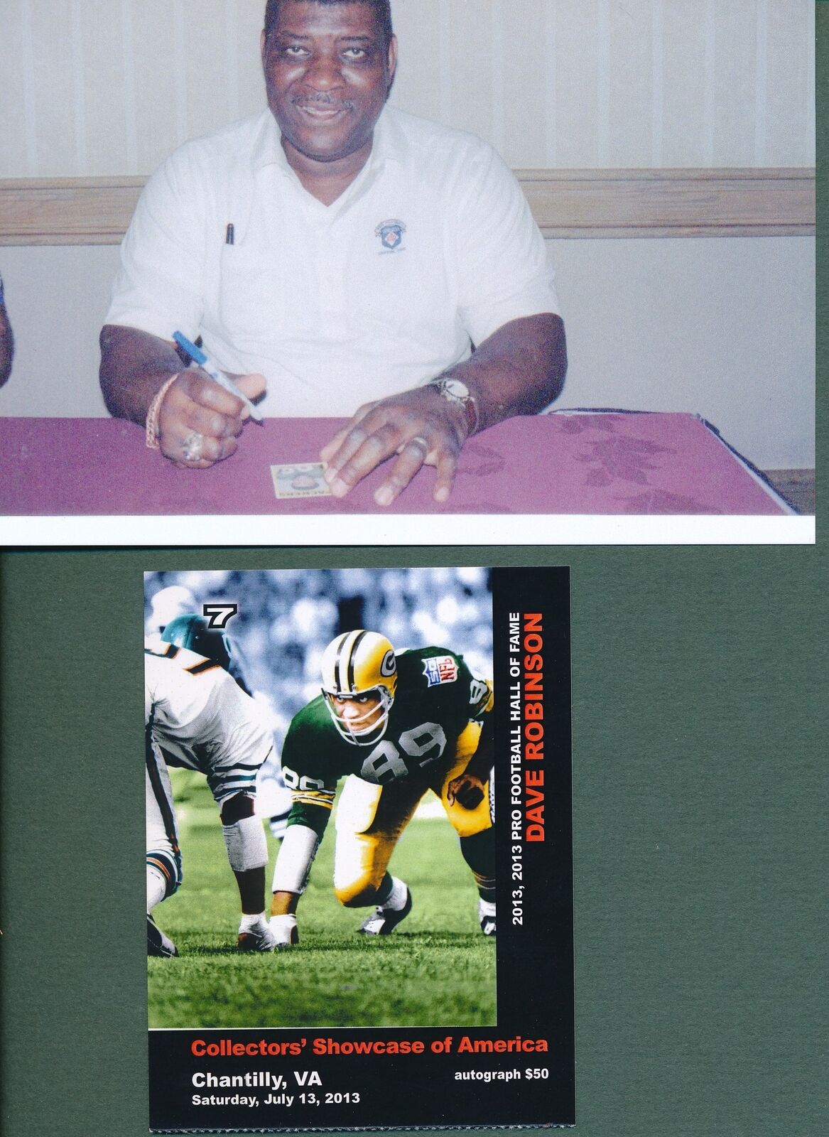 Dave Robinson HOF Packers Signed/Inscr 2013 Goal Line Art GLAC Postcard 163104