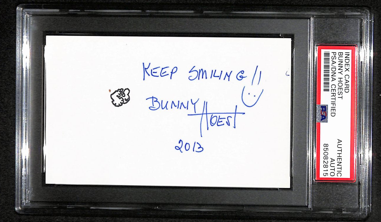 Bunny Hoest Autographed/Inscribed 3x5 Index Card Cartoonist PSA/DNA 184298