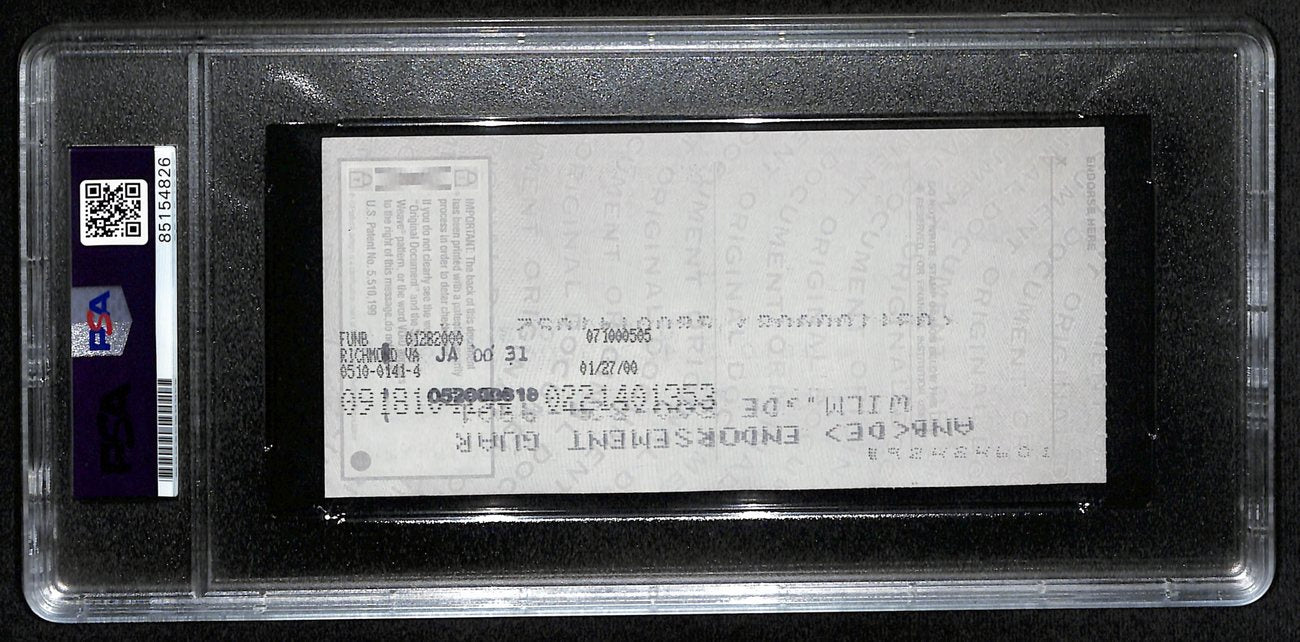 Johnny Unitas HOF Signed/Auto 2000 Bank Check Colts PSA/DNA MINT 9 192616