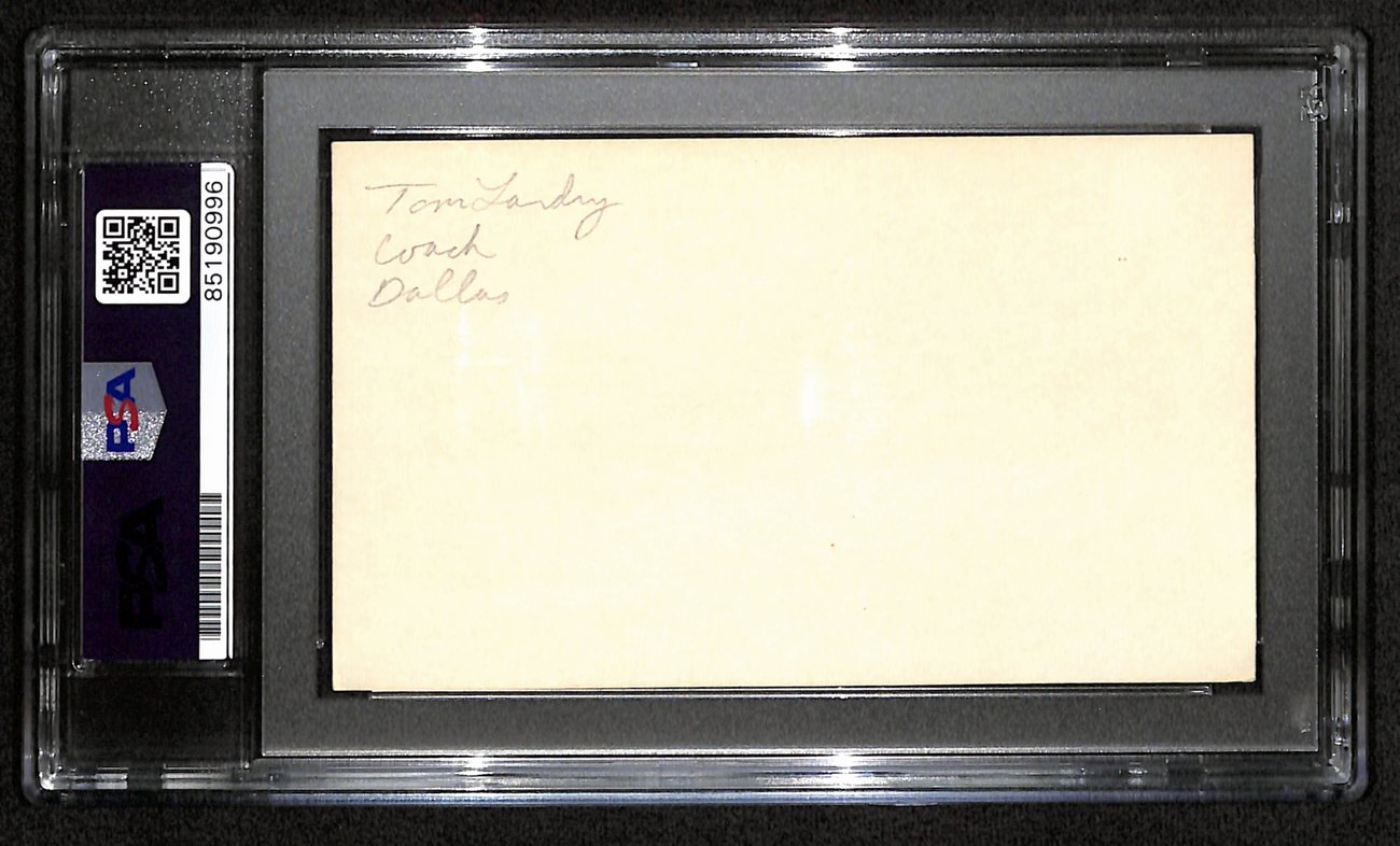 Tom Landry HOF Signed/Auto 3x5 Index Card Dallas Cowboys PSA/DNA 187472