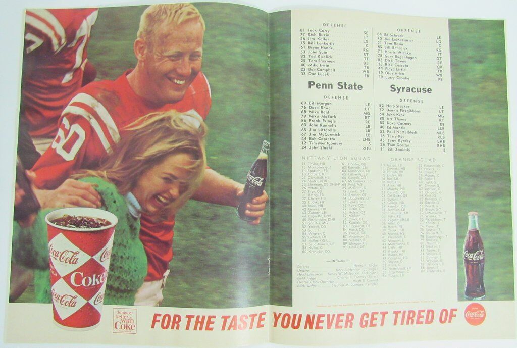 1966 Penn State Nittany Lions vs.Syracuse Joe Paterno 1st YR Program 137845