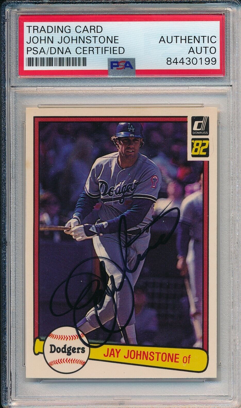 Jay Johnstone LA Dodgers Signed/Auto 1982 Donruss Card #262 PSA/DNA 164181