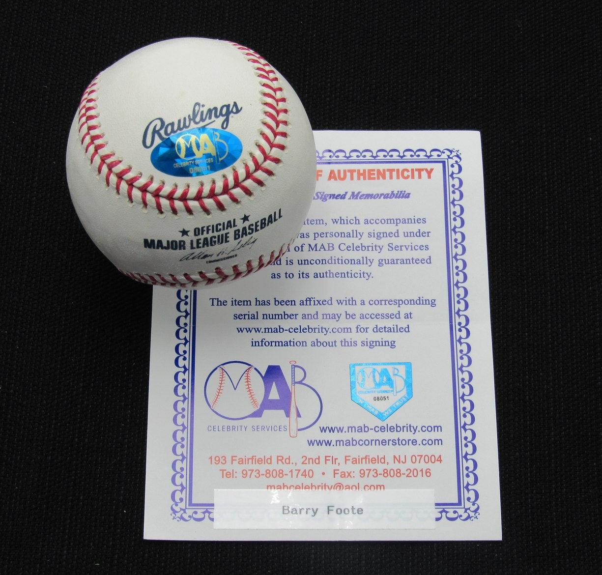 Barry Foote Signed/Auto Yankees 100th OML Baseball MAB 187021