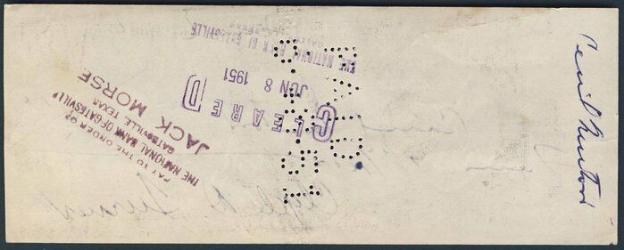 Clyde Turner (d. 1998) Bears HOF Signed/Autographed Check 121465