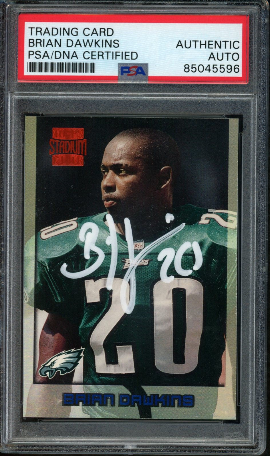 Brian Dawkins HOF Eagles Signed1996 Stadium Club RC rookie Card #343 PSA/DNA