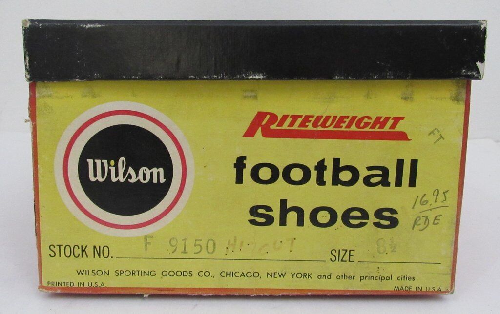 Pair of Vintage Wilson Riteweight Black Football Cleats Size 8.5 NIB 182908
