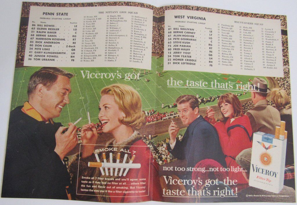 1963 West Virginia vs. Penn State Nittany Lions Football Program 137825